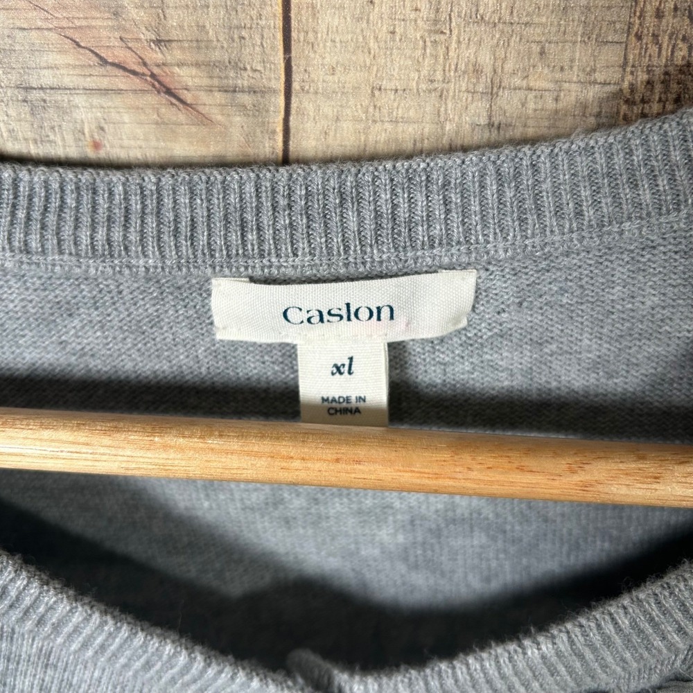 Caslon Gray Cardigan Sweater XL Floral Embellished 3/4 Sleeve Knit Office Work - Picture 4 of 7